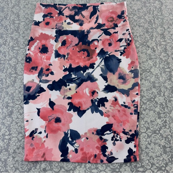 Silhouette Nyc Floral Stretchy Pencil Skirt XL White Pink Blue - Picture 5 of 9